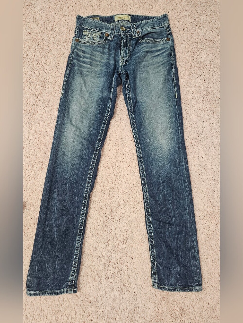 Big Star Men's Faded Blue Slim Straight Jeans